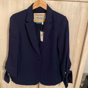 NWT Anthropologie blazer- navy with tie sleeves size 6